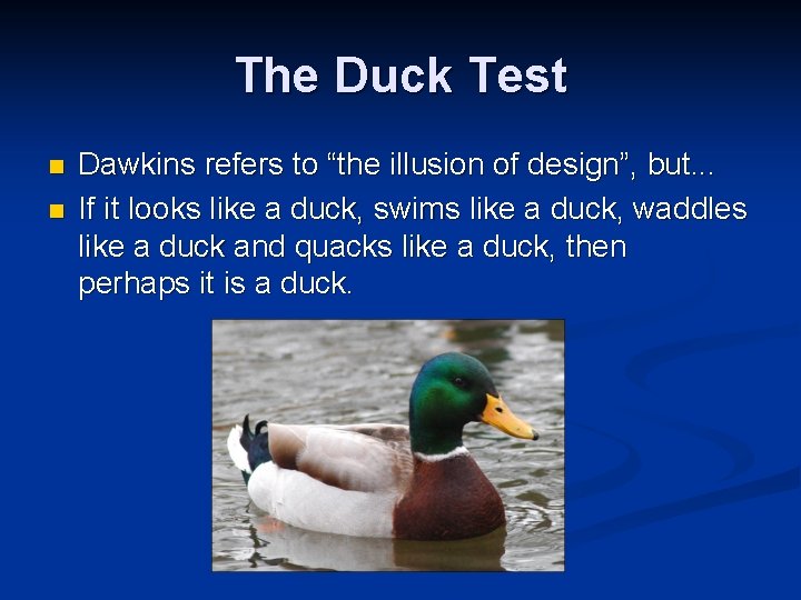 The “Duck Test”